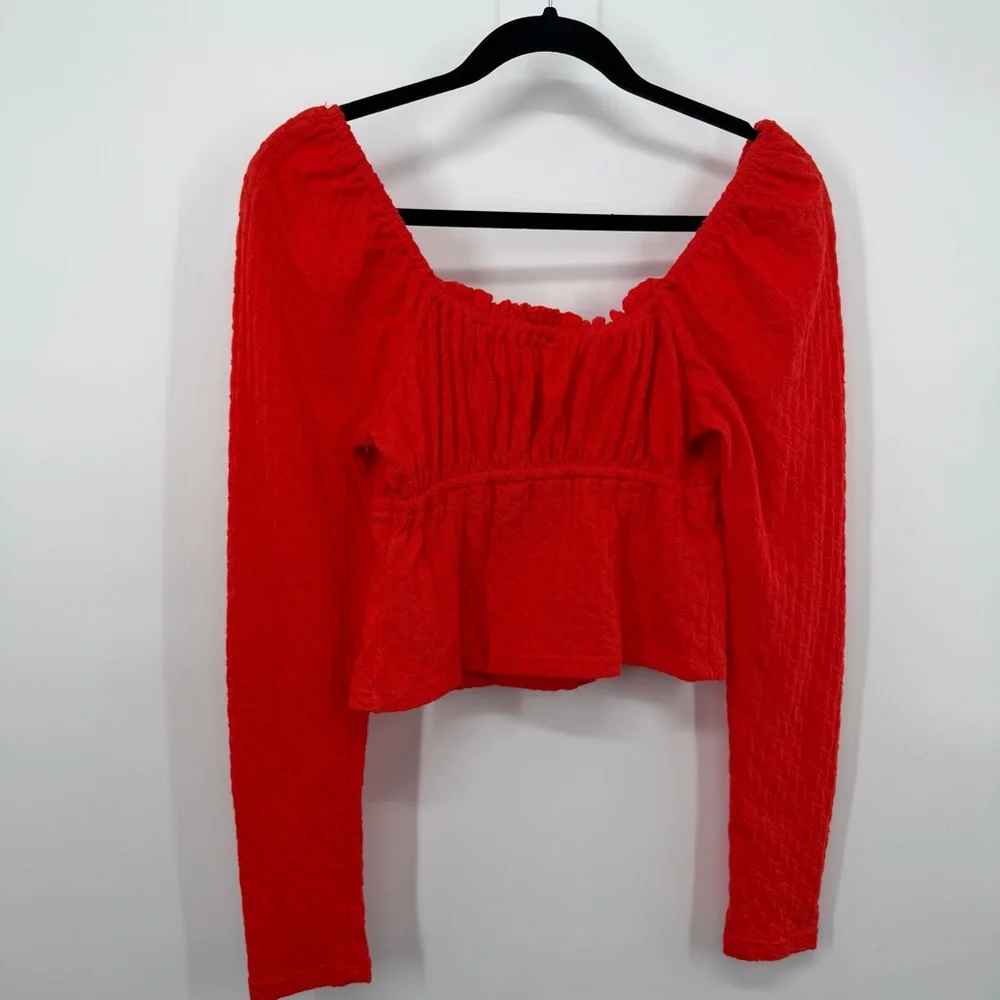 Free People Red Lady Bug Long sleeve top